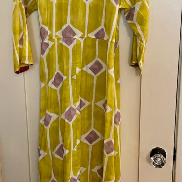Dolma Iris Bohemian Geometric Long Wrap Dress with Tassels Size Medium - Picture 6 of 11